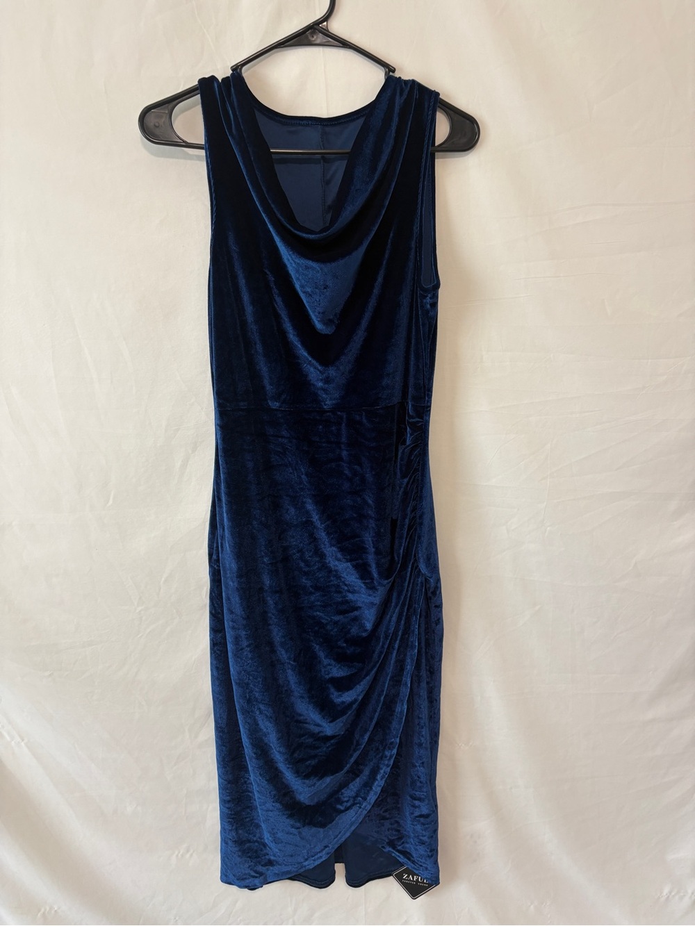 Zaful Navy Blue Velvet Midi Dress NWT